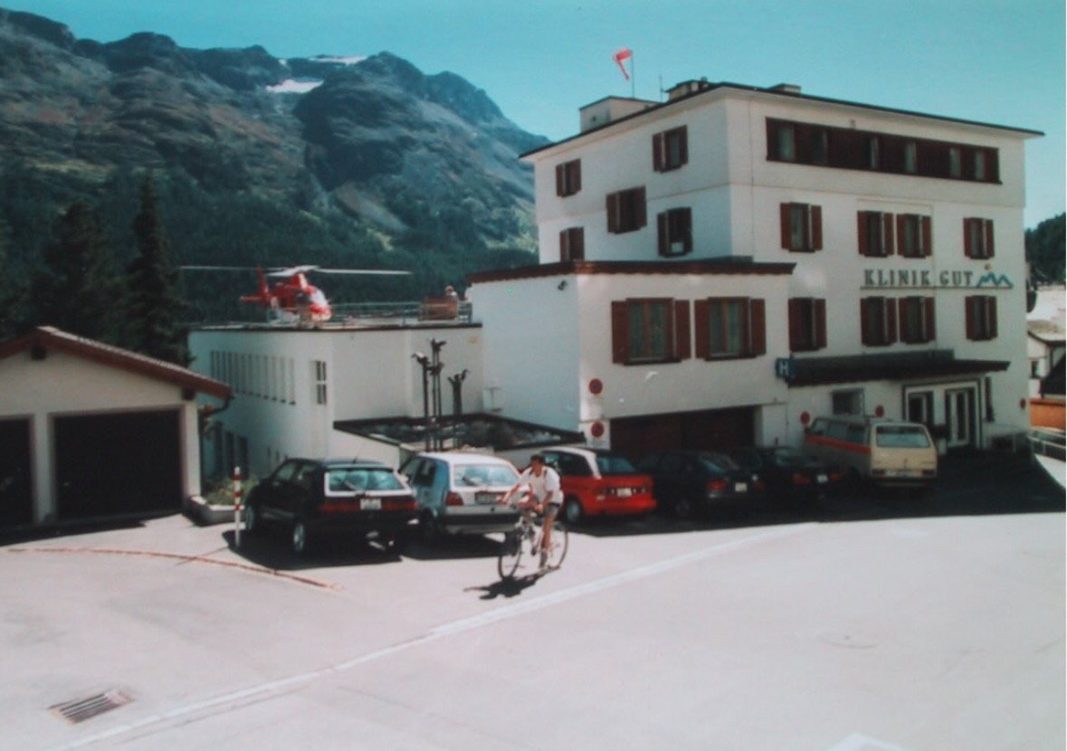 The historic Klinik Gut hospital above Lake St. Moritz