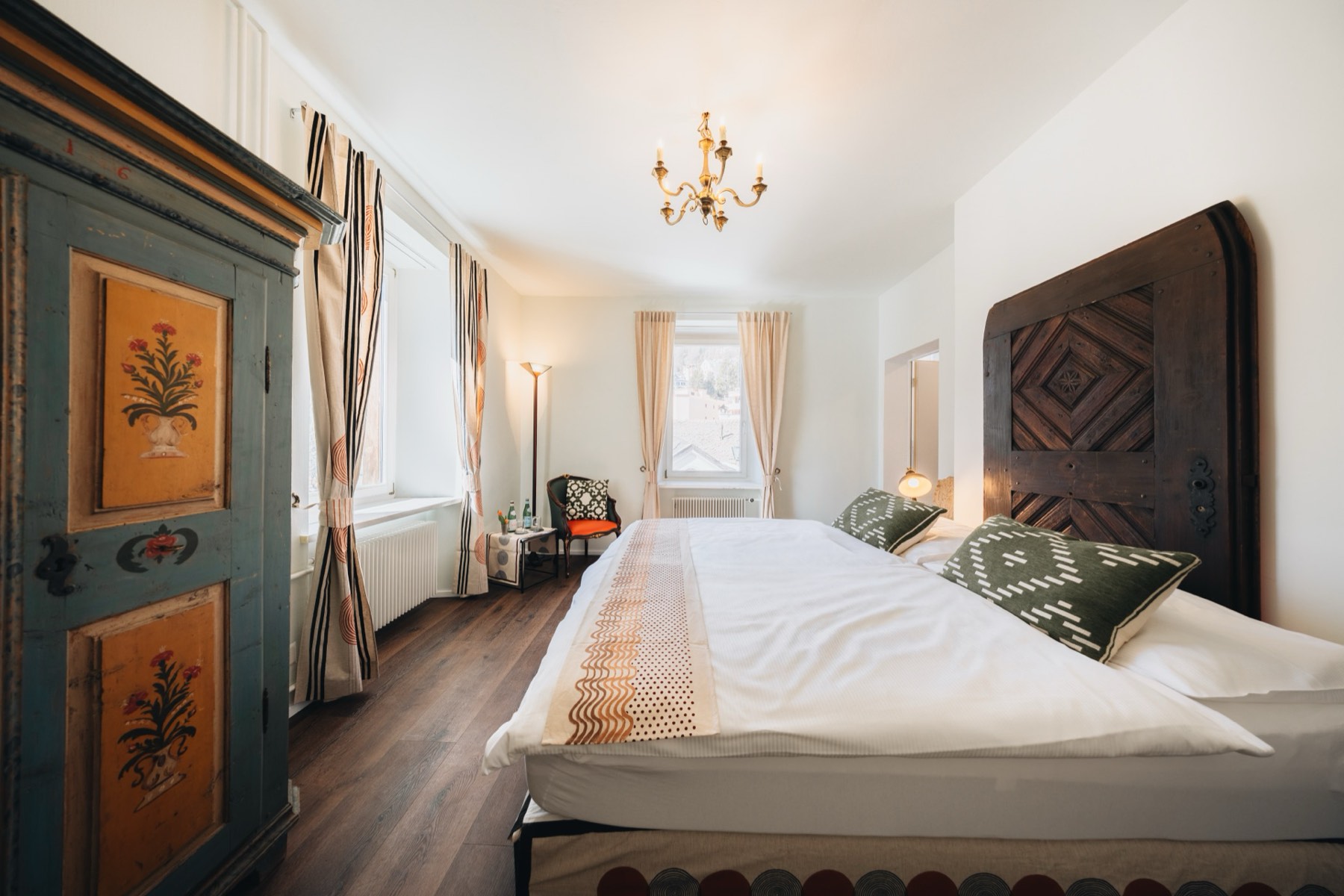 Superior Double corner room at Villa Beaulieu with views over Lake St. Moritz