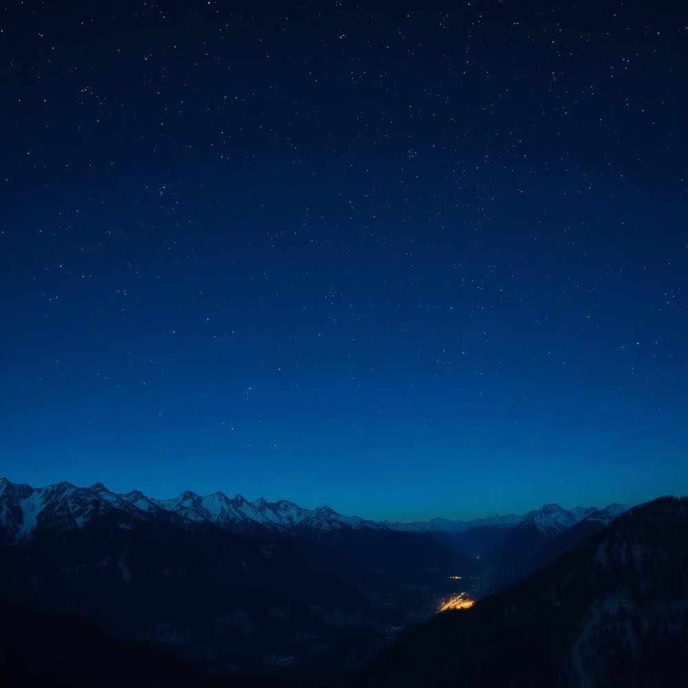A campfire under a starlit mountain sky